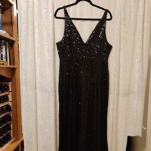 Lulu's Black Sequin Embellished Maxi Gown